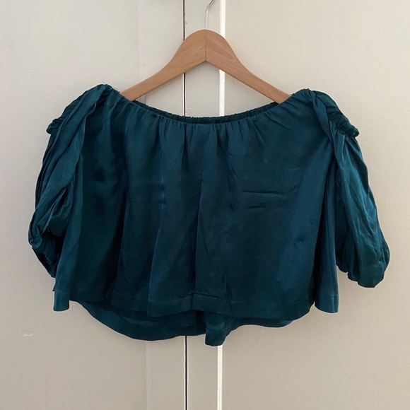 URBAN OUTFITTERS Crop Silky Turquoise - M - Picture 6 of 7